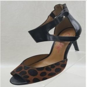 Charly Amar Black Leather Leopard Black Shoes 8.5